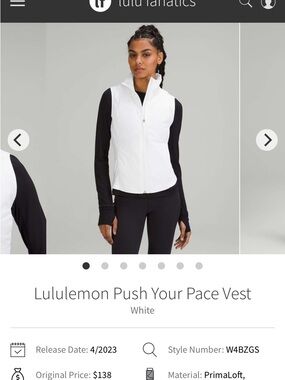 Lululemon push your pace vest size 10